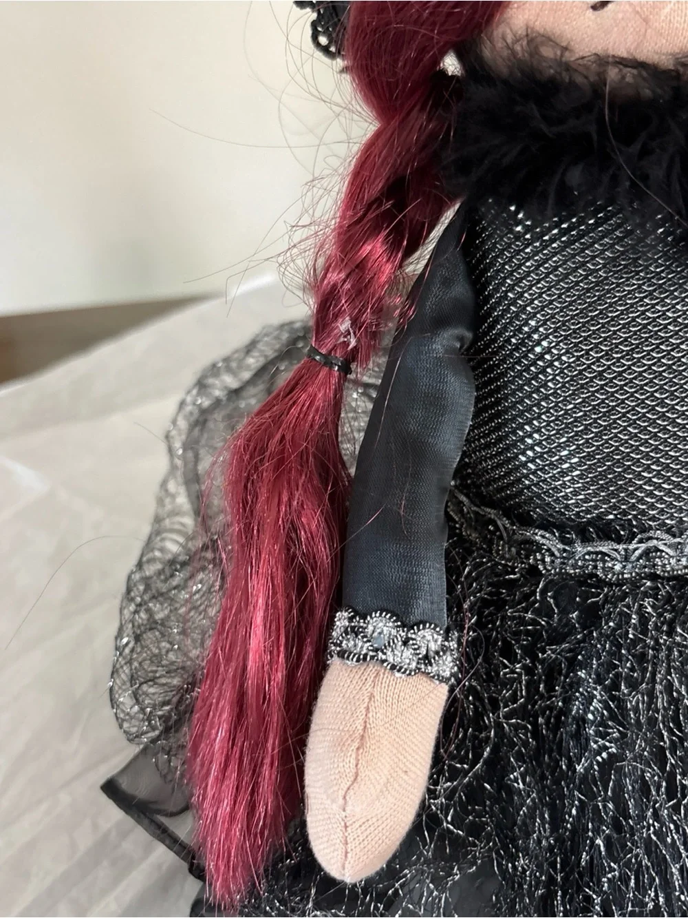 Happy Witch Doll with Red Hair and Black  Silver Outfit